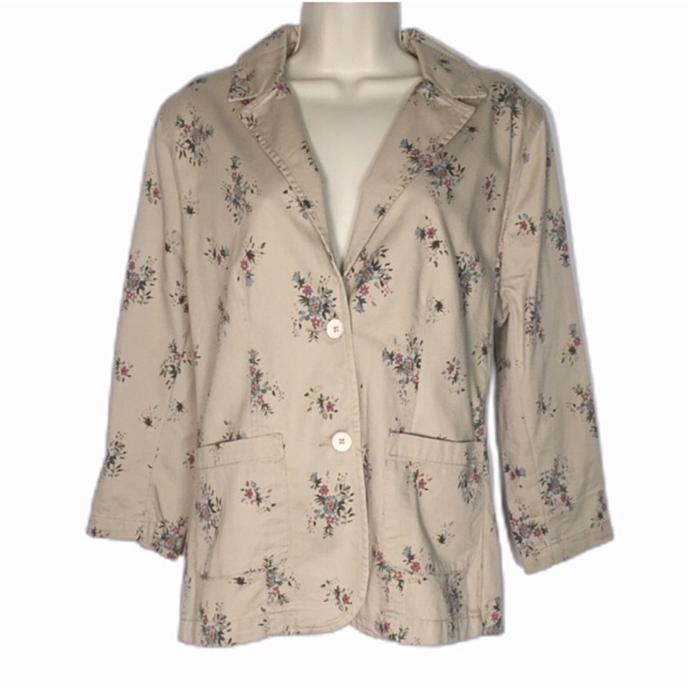 Inked & Faded Floral Twill Blazer